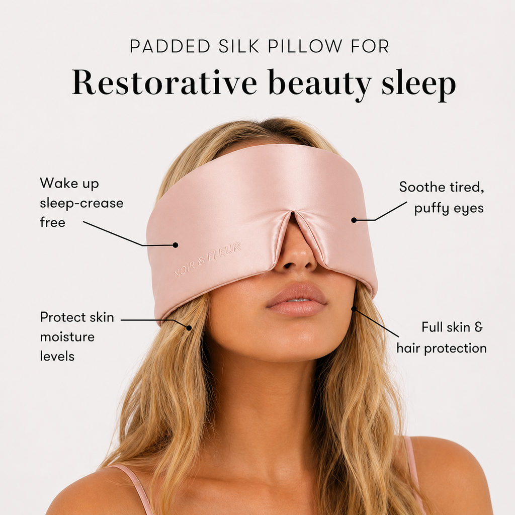 Noir & Fleur Deep Silk Sleep Mask – Blush
