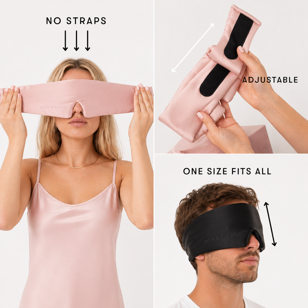 Noir & Fleur Deep Silk Sleep Mask – Black