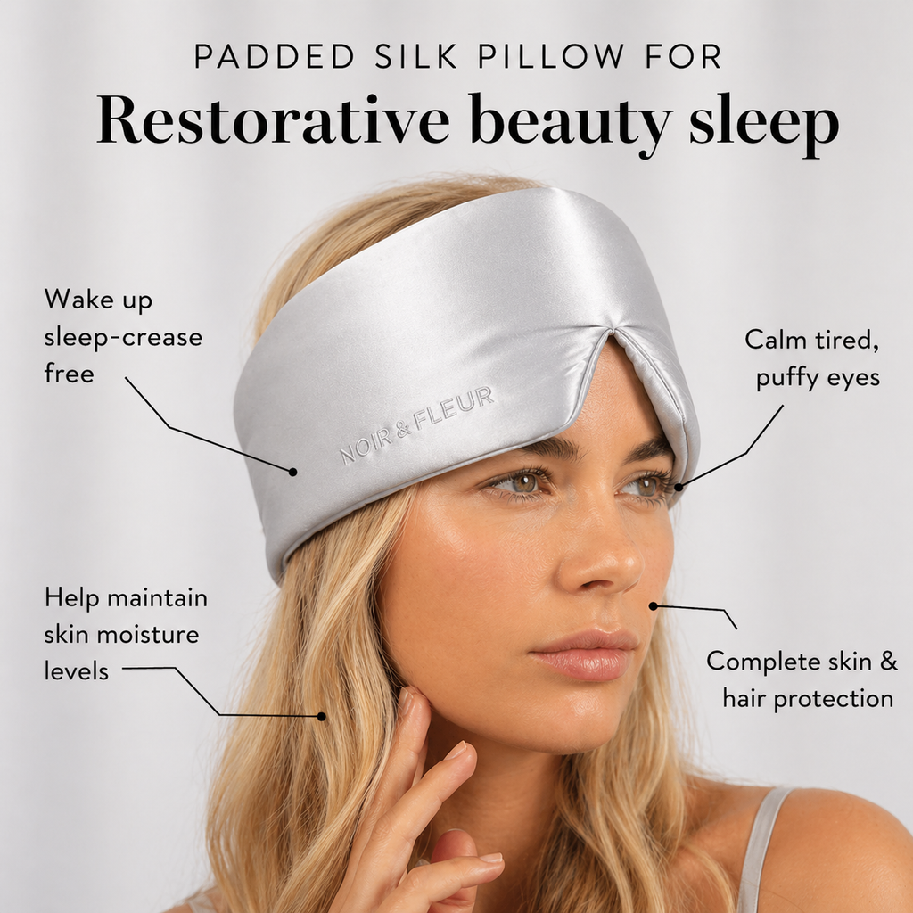 Noir & Fleur Deep Silk Sleep Mask – White