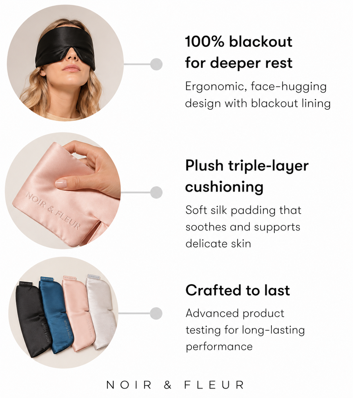 Noir & Fleur Deep Silk Sleep Mask – Black